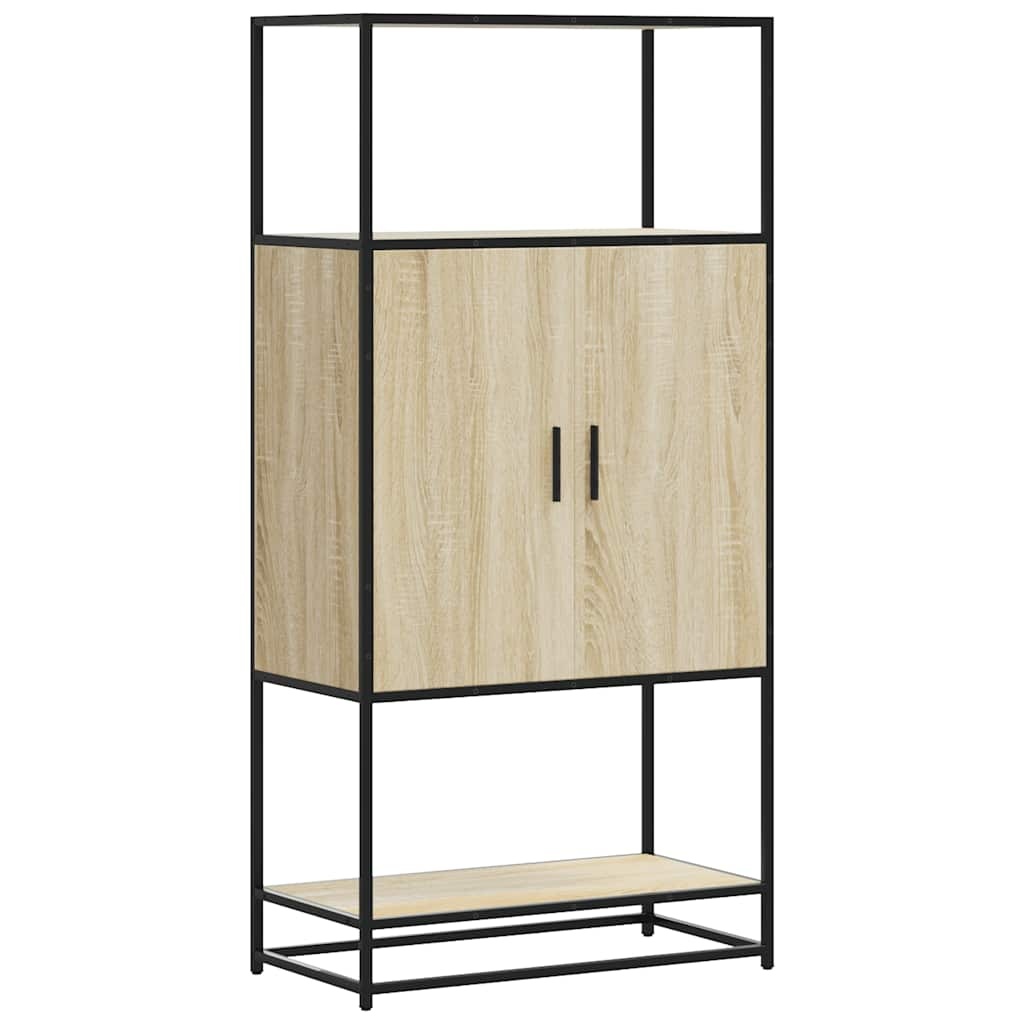 vidaXL Hoge kast 68x35x139 cm bewerkt hout en metaal sonoma eikenkleur