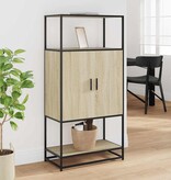 vidaXL Hoge kast 68x35x139 cm bewerkt hout en metaal sonoma eikenkleur