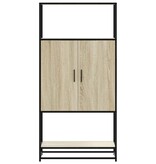 vidaXL Hoge kast 68x35x139 cm bewerkt hout en metaal sonoma eikenkleur