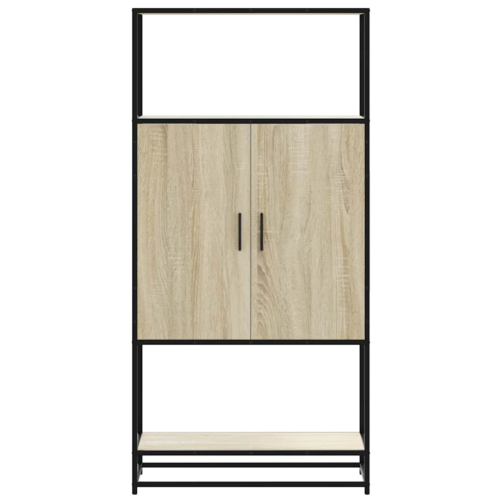 vidaXL Hoge kast 68x35x139 cm bewerkt hout en metaal sonoma eikenkleur