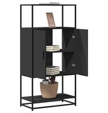 vidaXL Hoge kast 68x35x139 cm bewerkt hout en metaal zwart