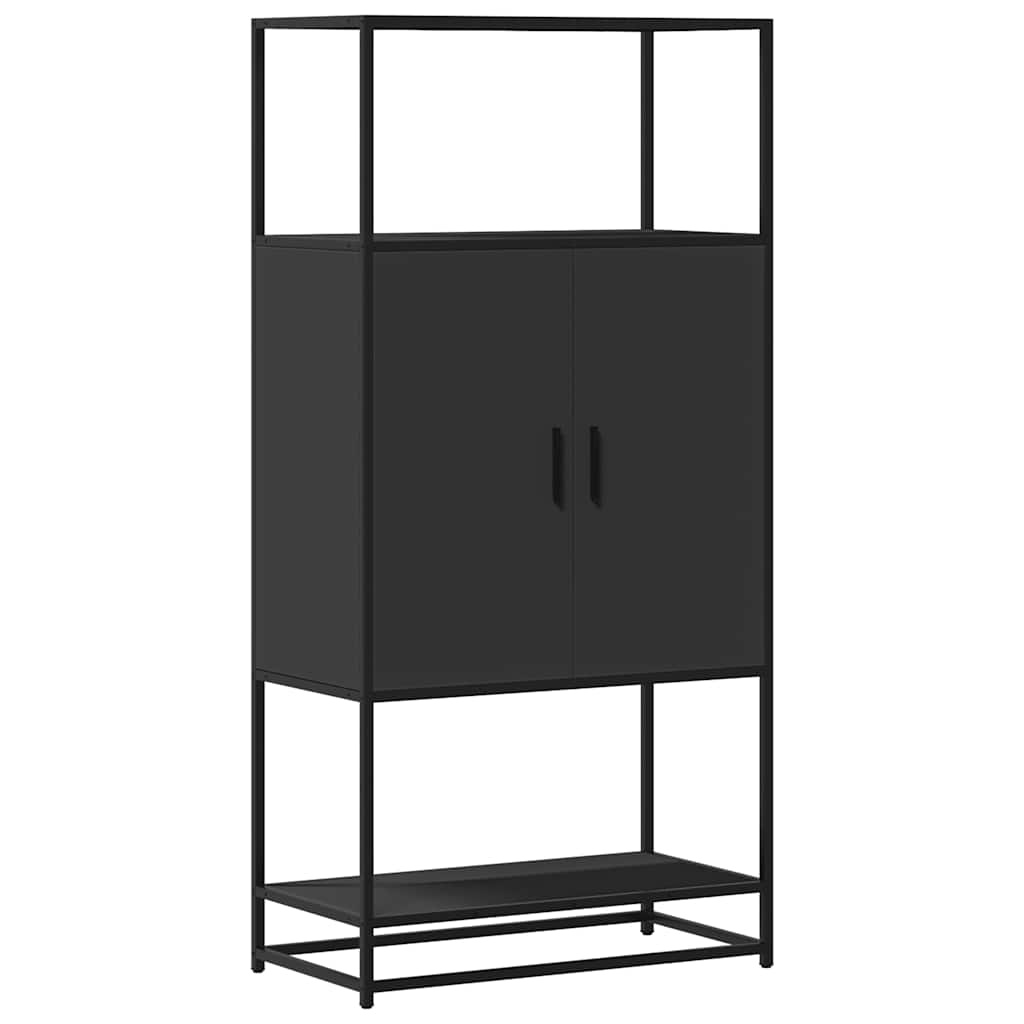 vidaXL Hoge kast 68x35x139 cm bewerkt hout en metaal zwart