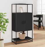 vidaXL Hoge kast 68x35x139 cm bewerkt hout en metaal zwart