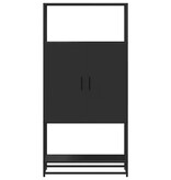 vidaXL Hoge kast 68x35x139 cm bewerkt hout en metaal zwart