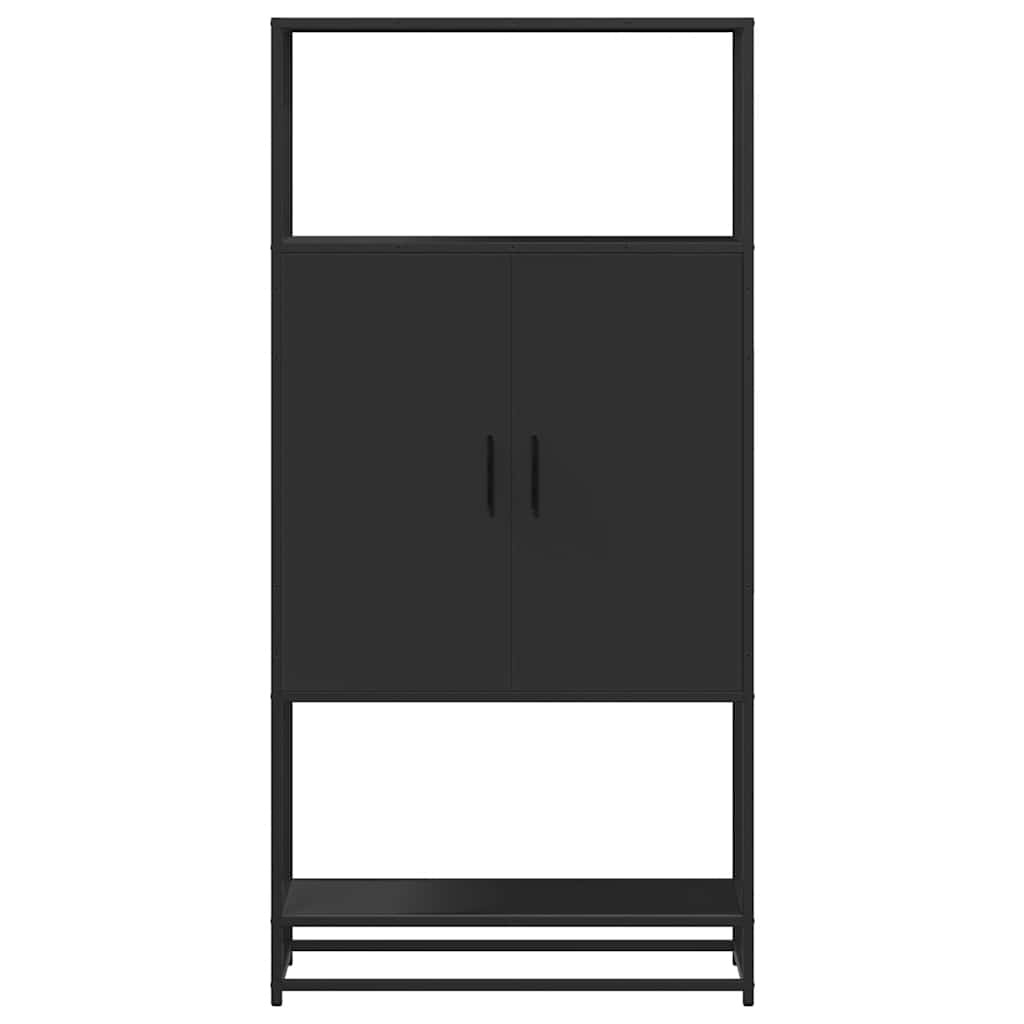 vidaXL Hoge kast 68x35x139 cm bewerkt hout en metaal zwart