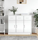 vidaXL Dressoir 91x28x75 cm bewerkt hout hoogglans wit
