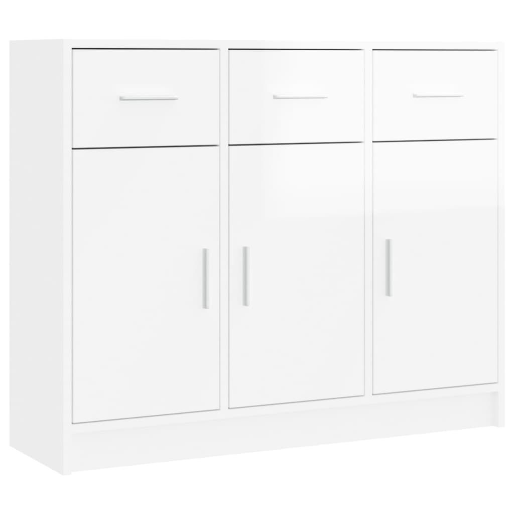 vidaXL Dressoir 91x28x75 cm bewerkt hout hoogglans wit