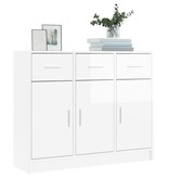 vidaXL Dressoir 91x28x75 cm bewerkt hout hoogglans wit