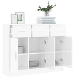 vidaXL Dressoir 91x28x75 cm bewerkt hout hoogglans wit