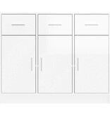 vidaXL Dressoir 91x28x75 cm bewerkt hout hoogglans wit