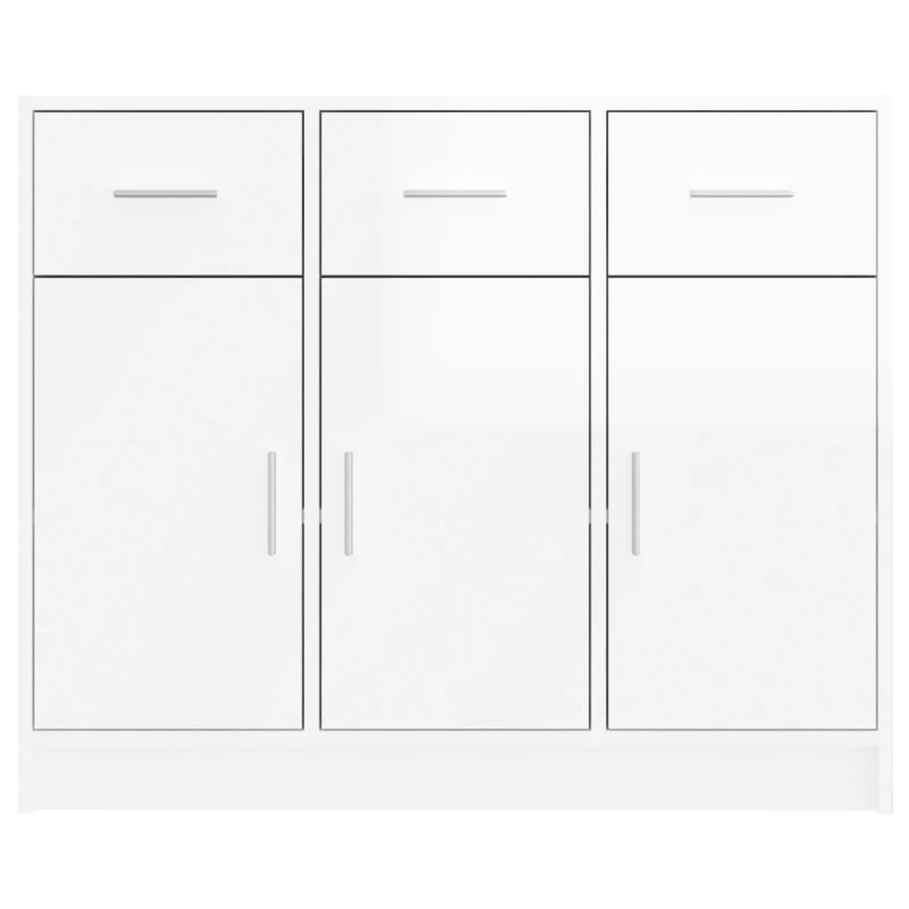 vidaXL Dressoir 91x28x75 cm bewerkt hout hoogglans wit