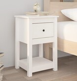 vidaXL Nachtkastje 40x35x61,5 cm massief grenenhout wit