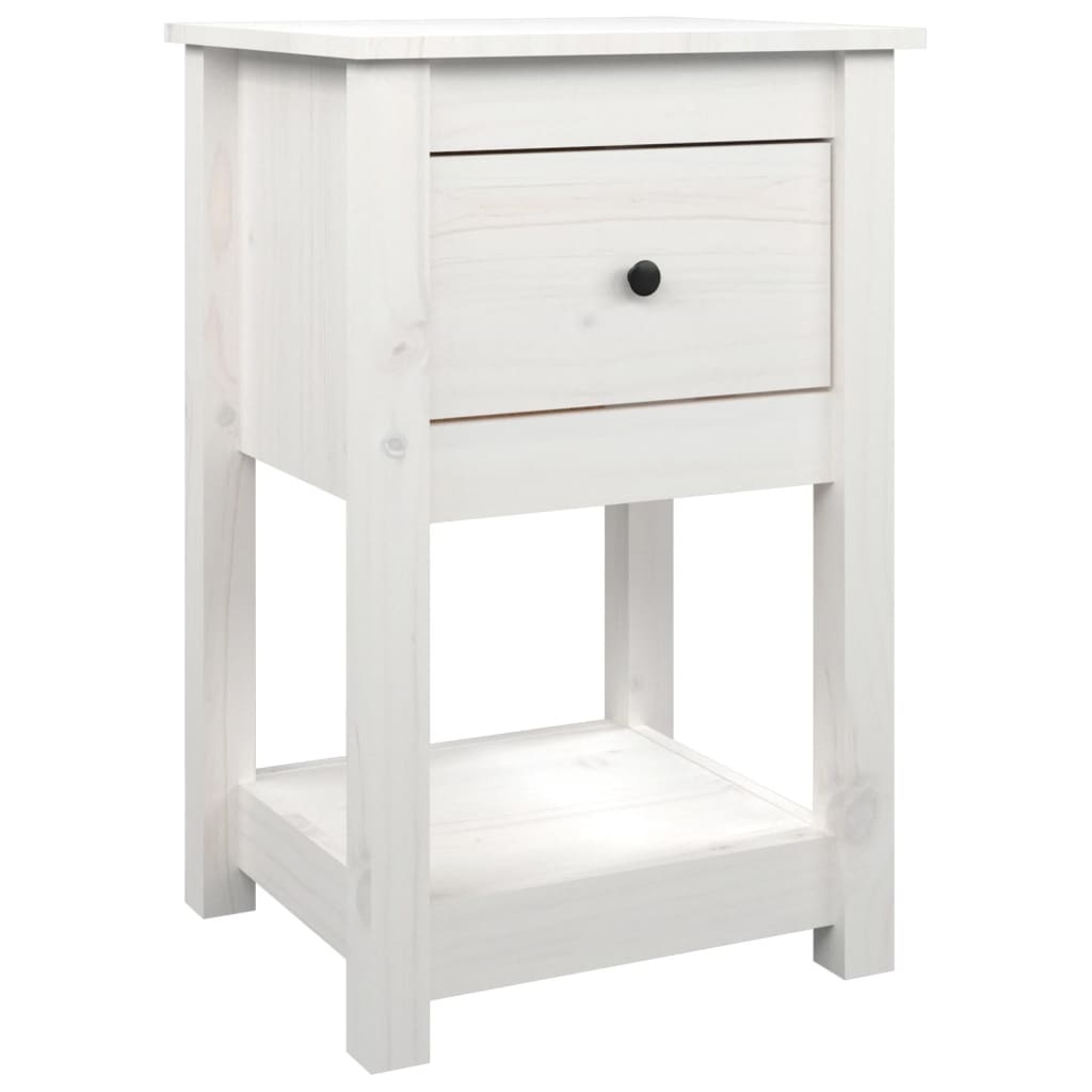 vidaXL Nachtkastje 40x35x61,5 cm massief grenenhout wit