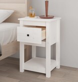 vidaXL Nachtkastje 40x35x61,5 cm massief grenenhout wit