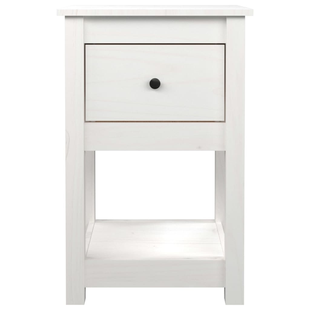 vidaXL Nachtkastje 40x35x61,5 cm massief grenenhout wit