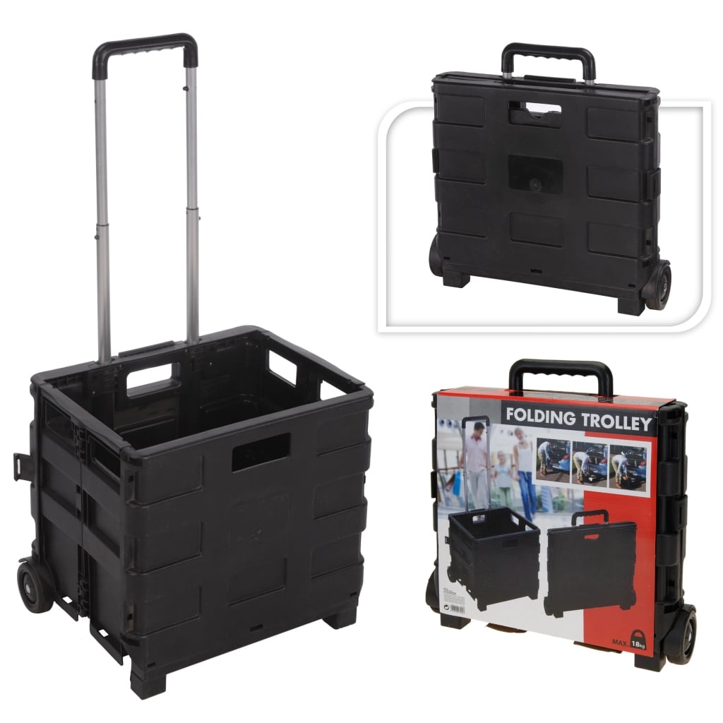 vidaXL Trolley met vouwkrat van PP aluminium