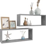 vidaXL Wandschappen kubus 2 st 60x15x23 cm bewerkt hout betongrijs