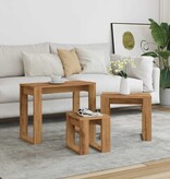 vidaXL 3-delige Bijzettafelset bewerkt hout artisanaal eikenkleur