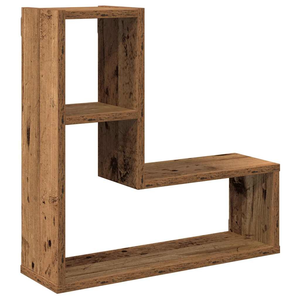 vidaXL Wandschappen kubus 2 st 50x15x50 cm bewerkt hout oud houtkleur