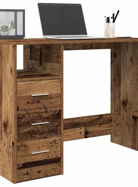 VidaXL Bureau 102x76x50 cm bewerkt hout oud houtkleurig