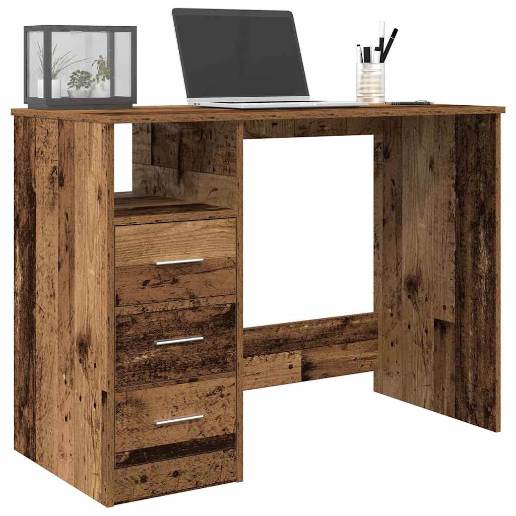 vidaXL Bureau 102x76x50 cm bewerkt hout oud houtkleurig