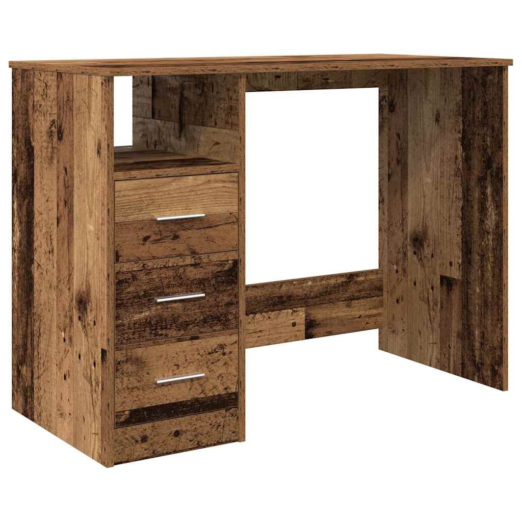 vidaXL Bureau 102x76x50 cm bewerkt hout oud houtkleurig