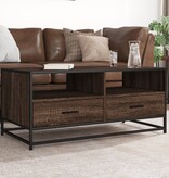 vidaXL Salontafel 100x50x45 cm bewerkt hout en metaal bruin eikenkleur