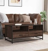 vidaXL Salontafel 100x50x45 cm bewerkt hout en metaal bruin eikenkleur