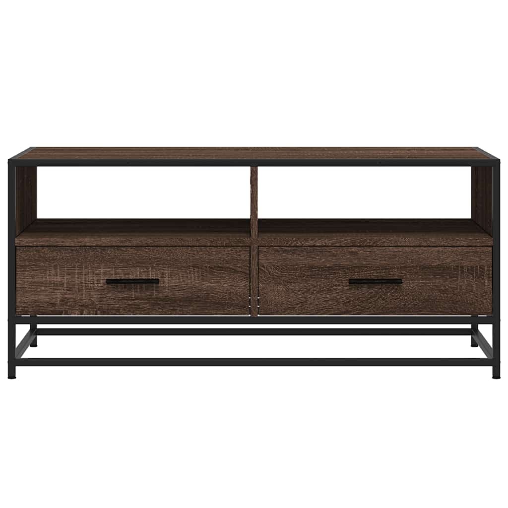 vidaXL Salontafel 100x50x45 cm bewerkt hout en metaal bruin eikenkleur