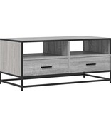 vidaXL Salontafel 100x50x45 cm bewerkt hout en metaal grijs sonoma