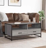 vidaXL Salontafel 100x50x45 cm bewerkt hout en metaal grijs sonoma