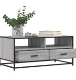 vidaXL Salontafel 100x50x45 cm bewerkt hout en metaal grijs sonoma