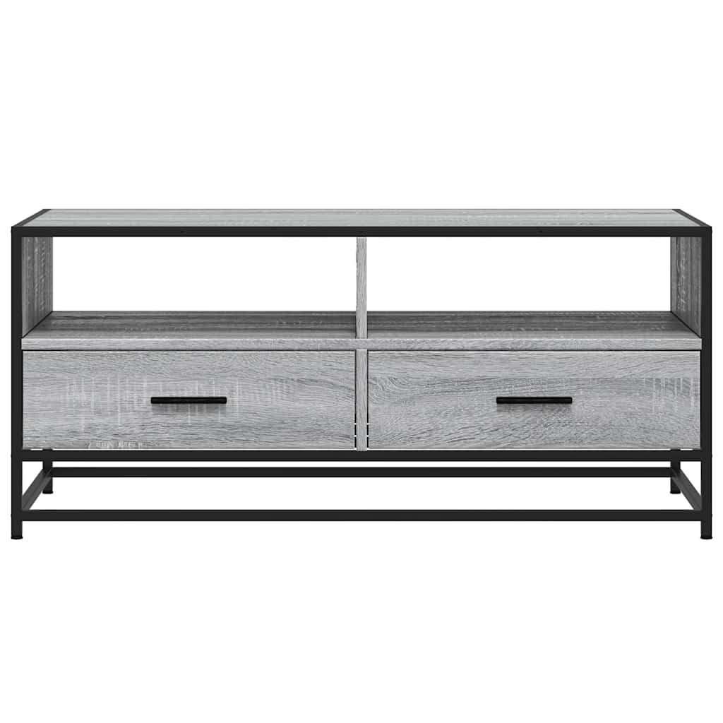vidaXL Salontafel 100x50x45 cm bewerkt hout en metaal grijs sonoma