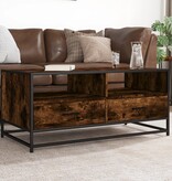 vidaXL Salontafel 100x50x45 cm bewerkt hout en metaal gerookt eiken