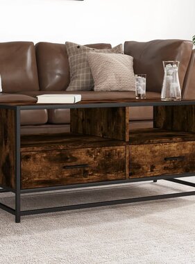 VidaXL Salontafel 100x50x45 cm bewerkt hout en metaal gerookt eiken
