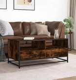 vidaXL Salontafel 100x50x45 cm bewerkt hout en metaal gerookt eiken