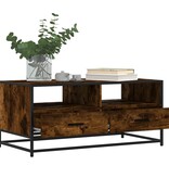 vidaXL Salontafel 100x50x45 cm bewerkt hout en metaal gerookt eiken