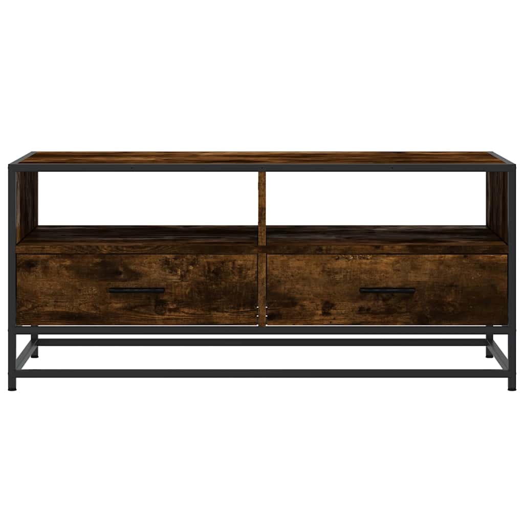 vidaXL Salontafel 100x50x45 cm bewerkt hout en metaal gerookt eiken