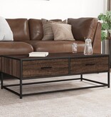 vidaXL Salontafel 100x50x35 cm bewerkt hout en metaal bruin eikenkleur