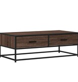 vidaXL Salontafel 100x50x35 cm bewerkt hout en metaal bruin eikenkleur