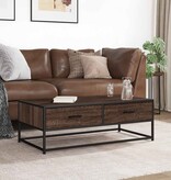 vidaXL Salontafel 100x50x35 cm bewerkt hout en metaal bruin eikenkleur