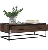 vidaXL Salontafel 100x50x35 cm bewerkt hout en metaal bruin eikenkleur
