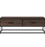 vidaXL Salontafel 100x50x35 cm bewerkt hout en metaal bruin eikenkleur