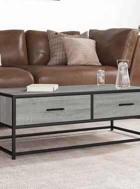 VidaXL Salontafel 100x50x35 cm bewerkt hout en metaal grijs sonoma