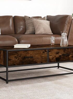 VidaXL Salontafel 100x50x35 cm bewerkt hout en metaal gerookt eiken