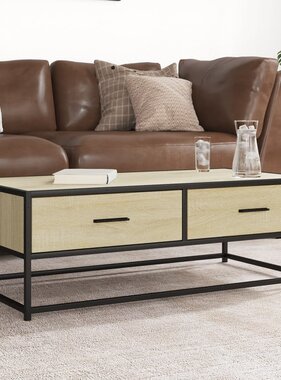 VidaXL Salontafel 100x50x35 cm bewerkt hout en metaal sonoma eiken