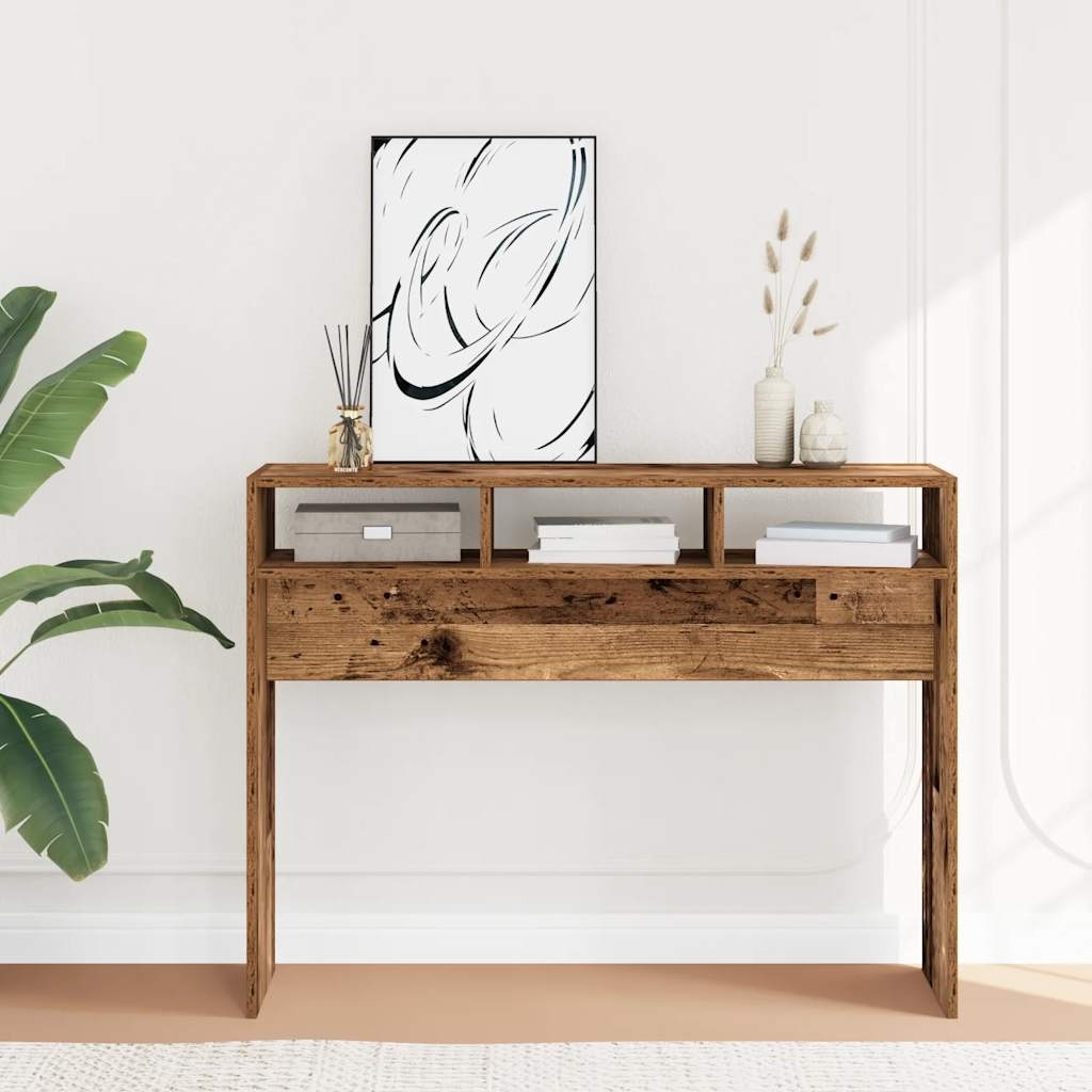 vidaXL Wandtafel 105x30x80 cm bewerkt hout oud houtkleurig