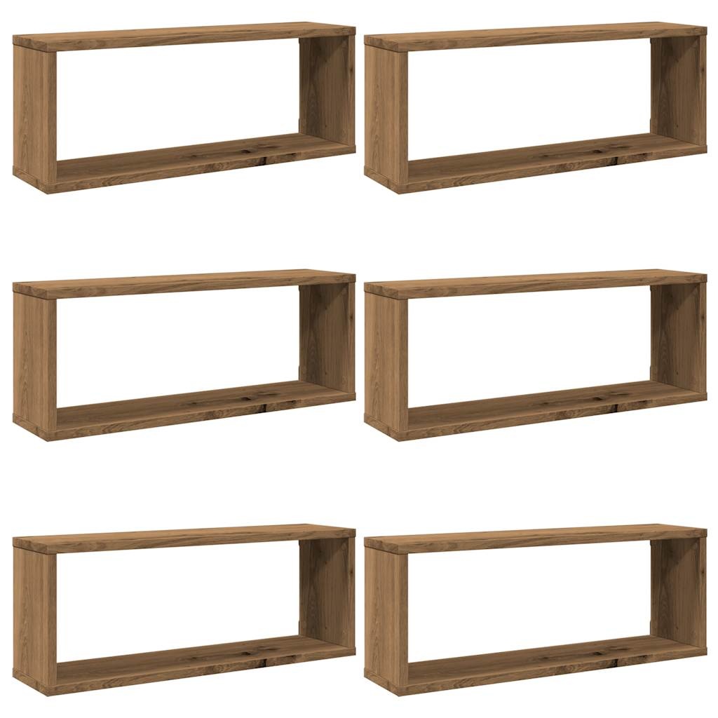 vidaXL Wandschappen kubus 6 st 60x15x23 cm hout artisanaal eiken
