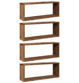 vidaXL Wandschappen kubus 4 st 60x15x23 cm bewerkt hout oud houtkleur