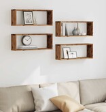 vidaXL Wandschappen kubus 4 st 60x15x23 cm bewerkt hout oud houtkleur